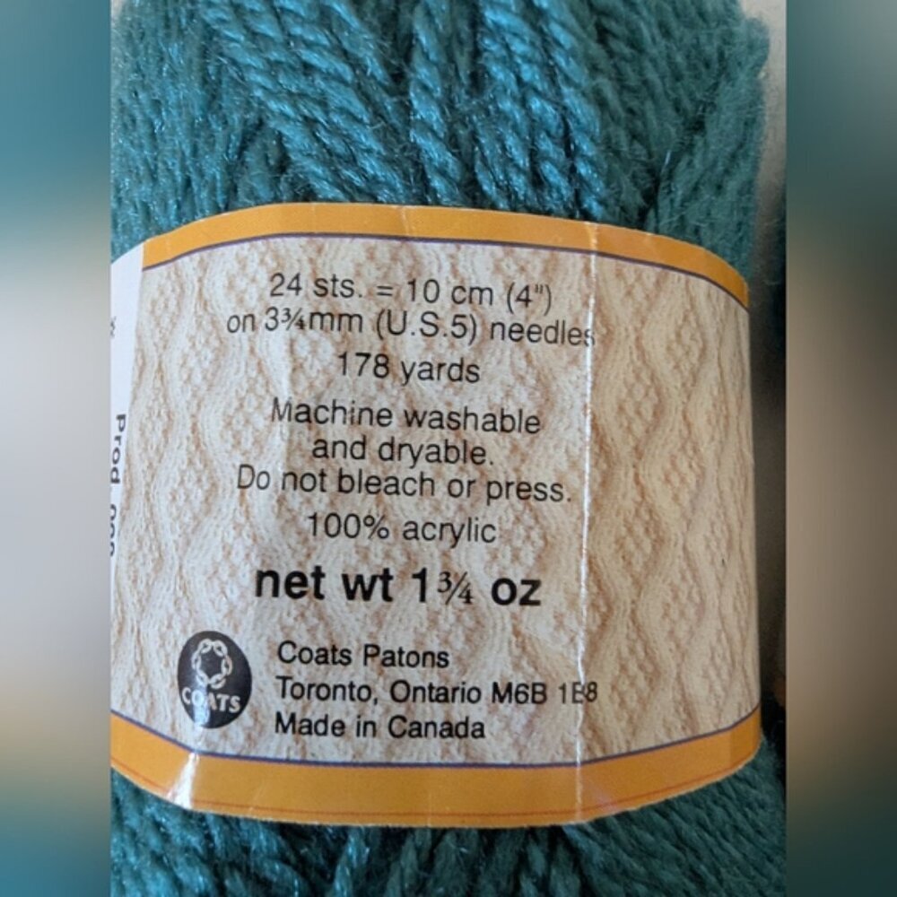Patons Astra Vintage Yarn lot 4x 50g (1 3/4 oz) Skiens Teal Green/Blue - Picture 7 of 7